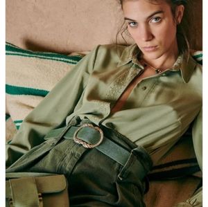 Sezane Abbie Shirt. Khaki, sz 48